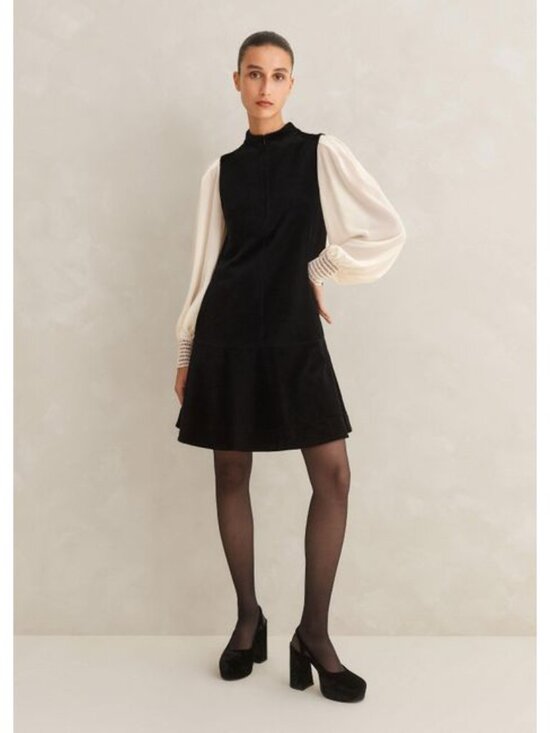 ME+EM Dresses & Skirts - ME+EM Women's Black Sleeveless High Neck Stretch Velour Swing Dress Sz 12 NEW
